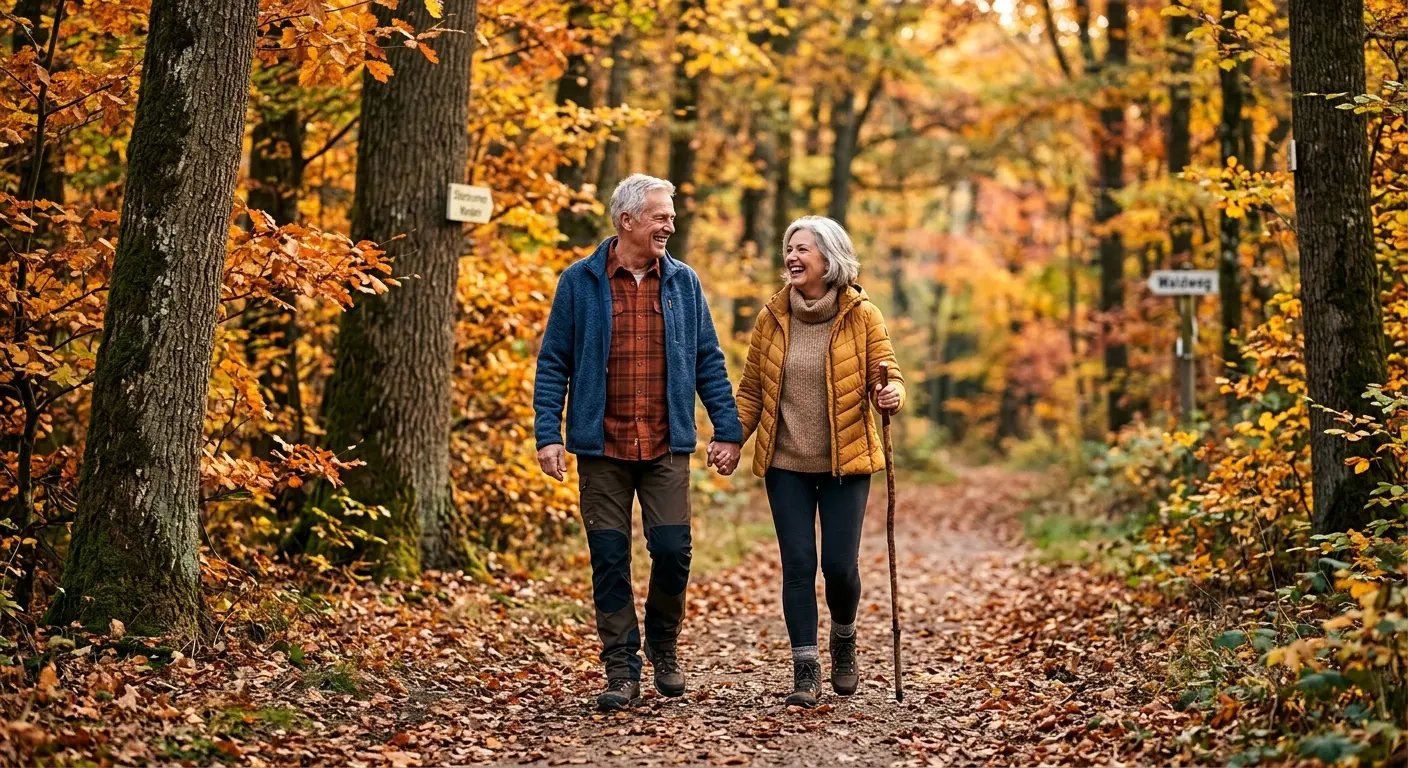 Senioren auf Waldspaziergang